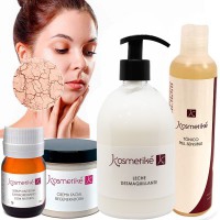 Tratamiento Facial Piel Seca Kosmetiké: Leche Desmaquillante + Tónico + Serum Antiedad + Crema Regeneradora